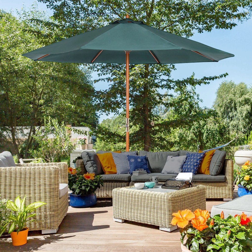 Outsunny Parasol ogrodowy 27m zielony z ochroną UV i stabilną konstrukcją | Aosom PL