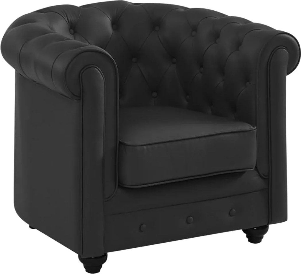 Fotel ze skóry bawolej CHESTERFIELD - Czarny