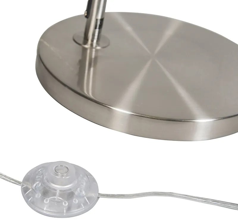 Nowoczesna lampa podłogowa łukowa stalowa z białym abażurem z tkaniny - Arc Basic