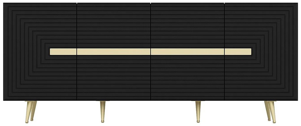 Komoda 4-drzwiowa z MDF - Czarny i złoty - MOLYA marki Pascal Morabito