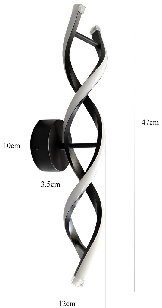 Kinkiet lampa wisząca LED spirala metalowa AT80-2KL-Black