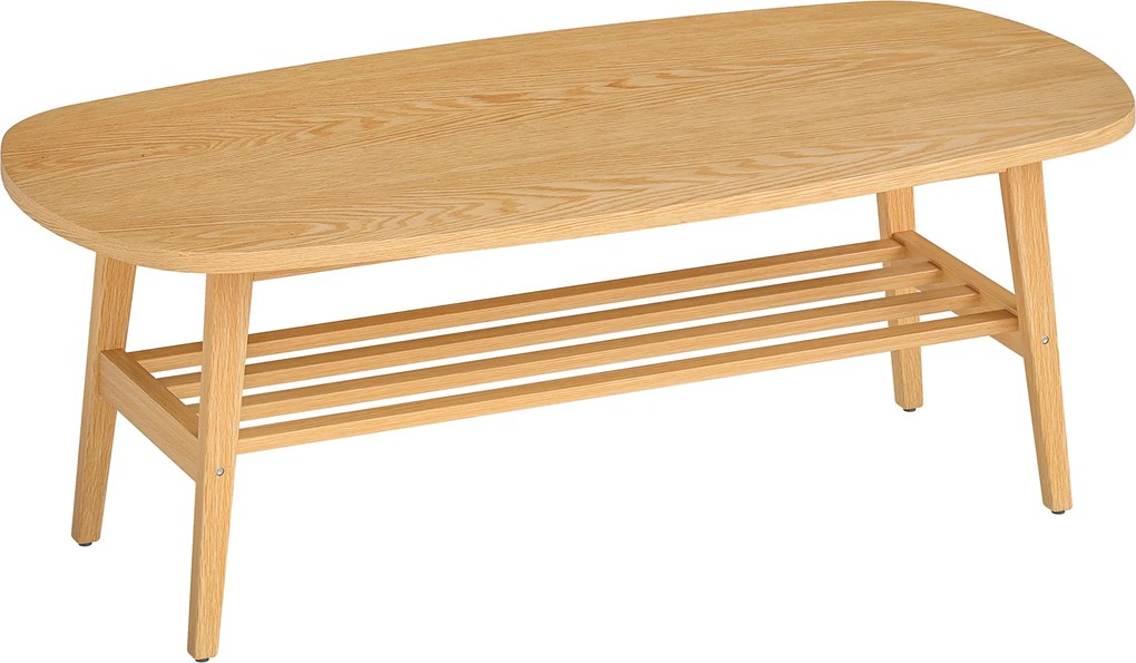 HOMCOM Stolik kawowy z półką, stolik pomocniczy do salonu i sypialni, 120 x 60 x 42 cm, naturalne drewno | Aosom PL