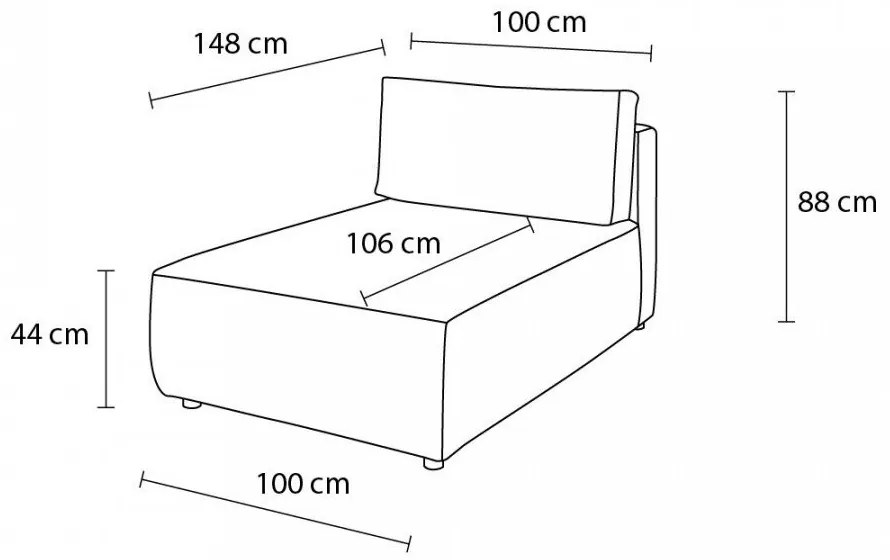 Jasnoróżowy sztruksowy moduł sofy (strona zmienna) Nihad modular – Bobochic Paris