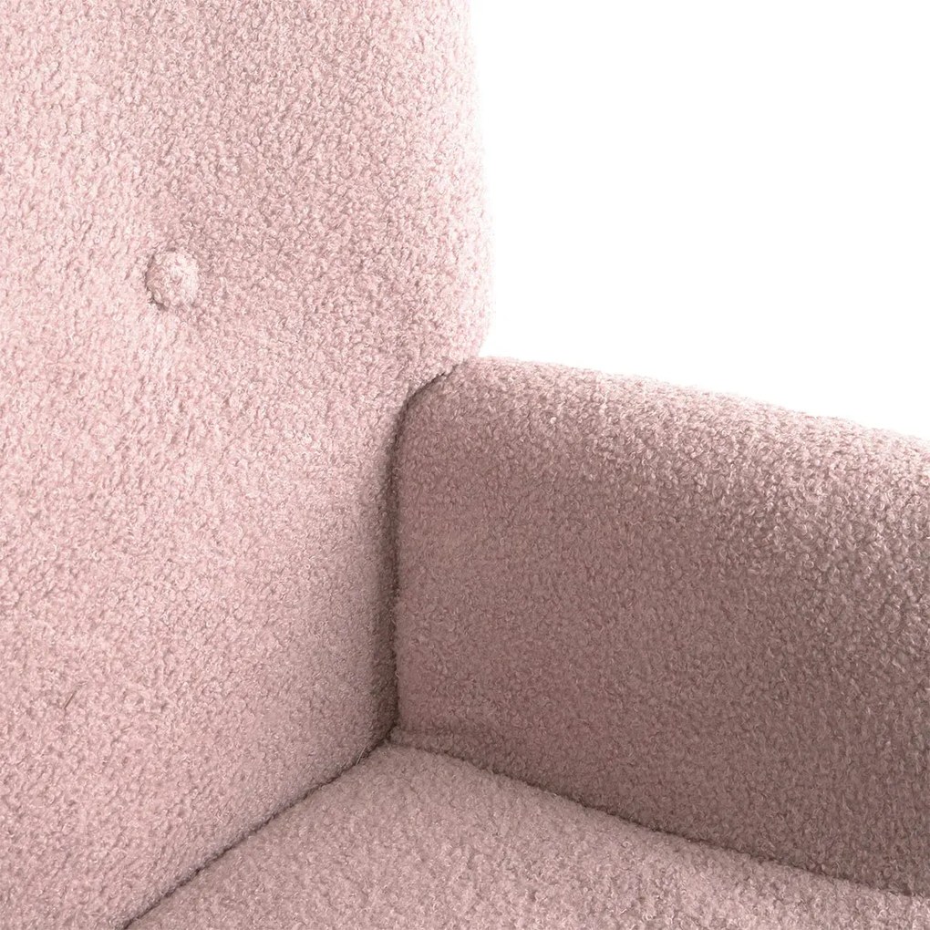 Fotel tapicerowany MOSS w tkaninie TEDDY BOUCLÉ różowy HOMLA