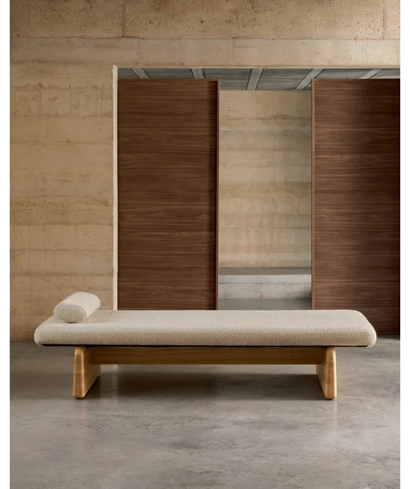 Beżowo-naturalny szezlong z tkaniny szenilowej (strona zmienna) Topaz – Kave Home