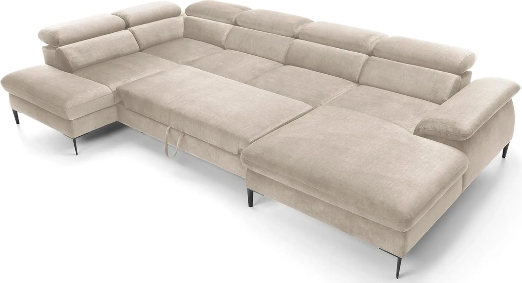 Kremowa kanapa narożna w kształcie litery u C6-S18