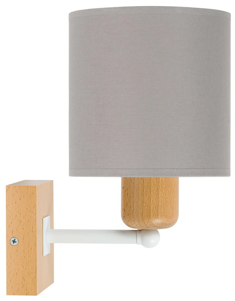 Szary kinkiet LED CL-WD-WE10x10BU-GR jednopunktowy z litego drewna