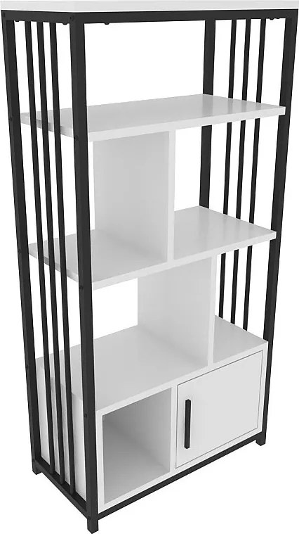 Stylowa, czarno-biała biblioteczka, 60 x 120 x 29,6 cm | Płyta wiórowa pokryta melaminą w 100%, grubość 18 mm | Idealna do nowoczesnego wyst