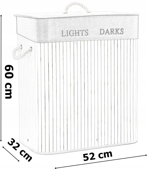 Biały bambusowy kosz na pranie z dwiema komorami - Uneso