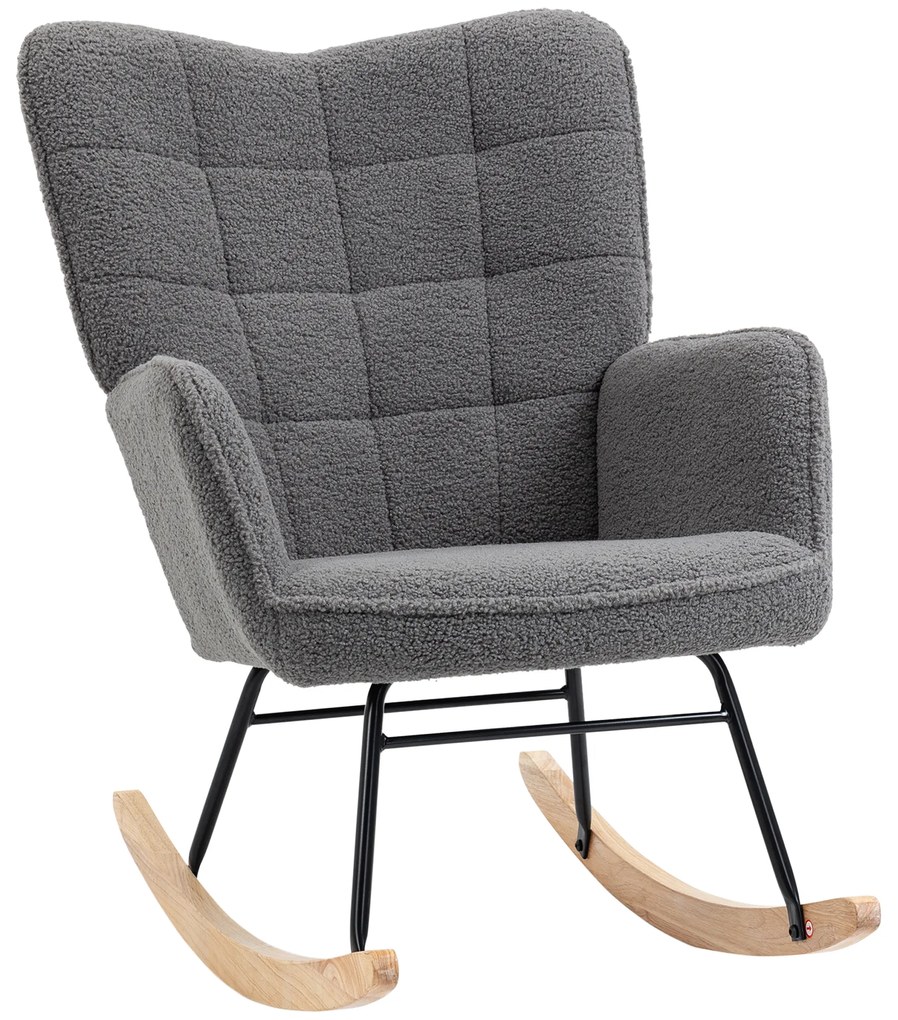 HOMCOM Fotel na biegunach Funkcja swing Łatwe czyszczenie Maksymalny udźwig 120 kg, poliester, kolor ciemnoszary | Aosom PL