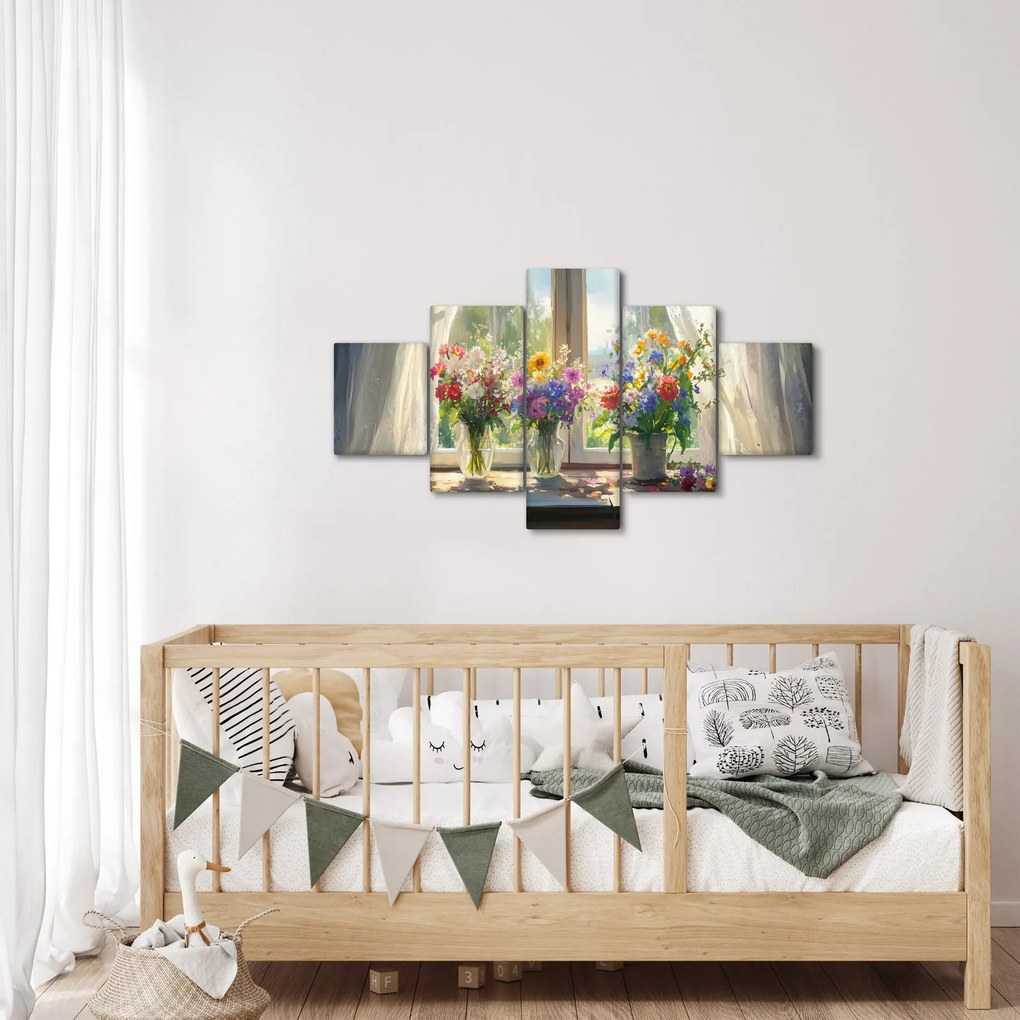 Obraz - Bukiet przy oknie (125x70 cm)