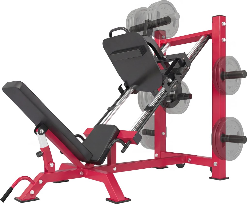 SPORTNOW Profesjonalna prasa do nóg urządzenie treningowe nogi i Hack Squat 455 kg regulowana 185x120x140 cm Czerwony | Aosom PL