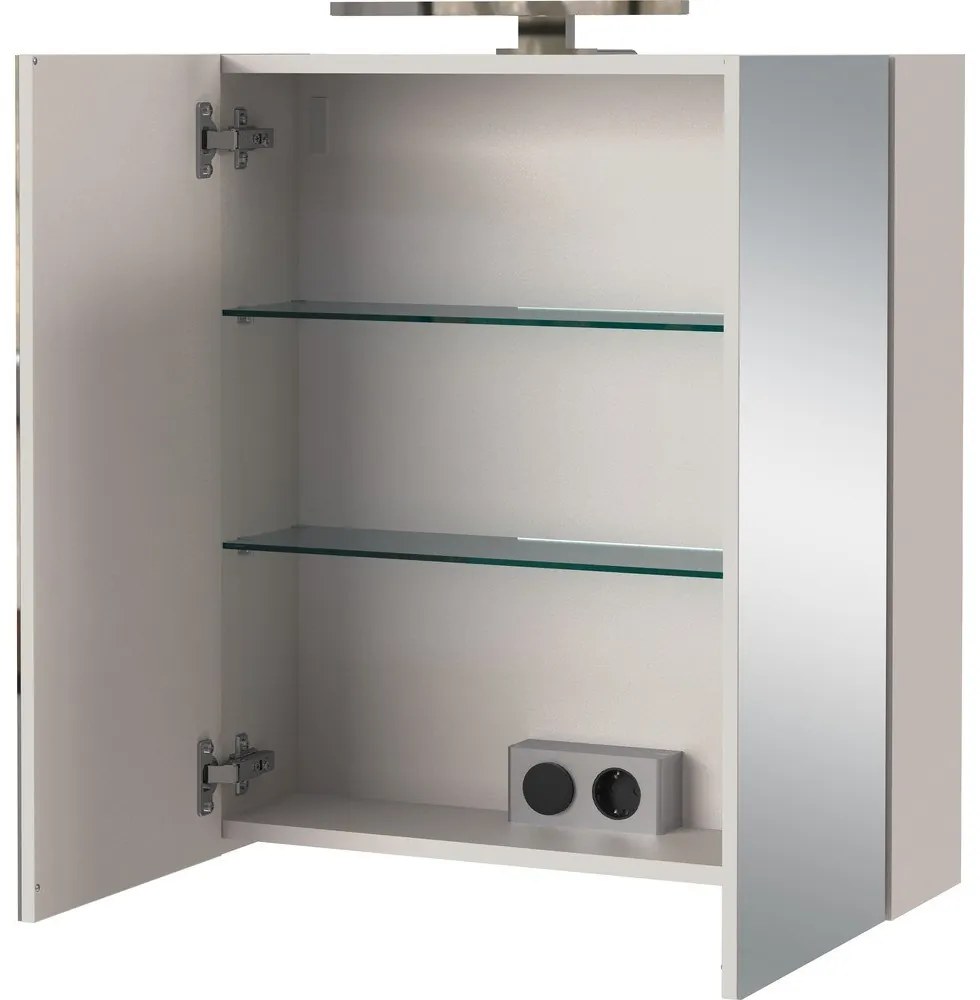 Kremowa wisząca/z lustrem szafka łazienkowa 60x71 cm Arcena – Germania