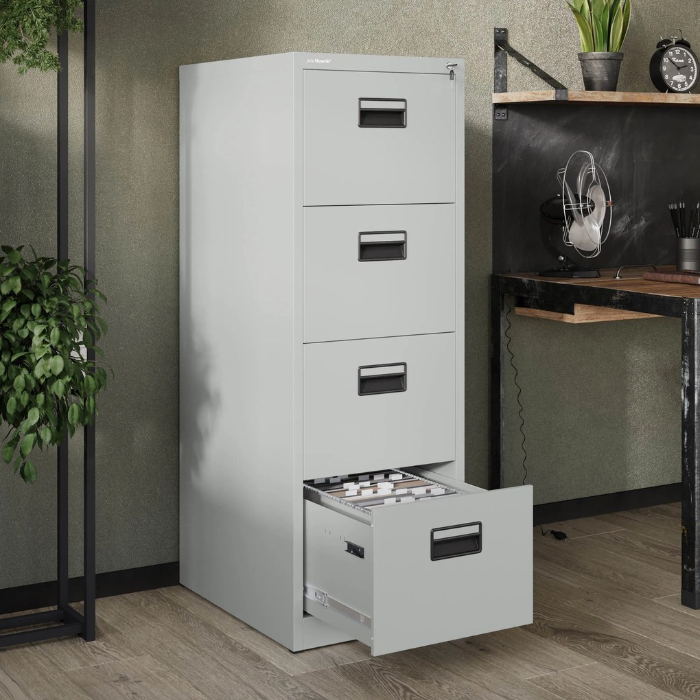 Metalowa szafa kartotekowa SARA V4, 460 x 1320 x 620 mm, szara