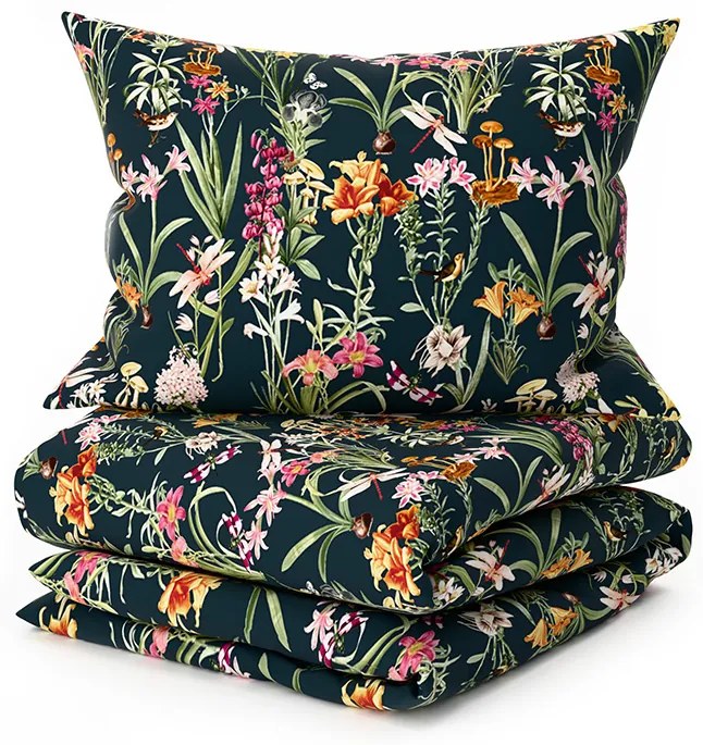 PrzytulneMieszkanie.pl PrzytulneMieszkanie.pl Bawełniana pościel MYSTIC GARDEN ciemnozielona Rozmiar pościeli: 70 x 90 cm | 140 x 200 cm