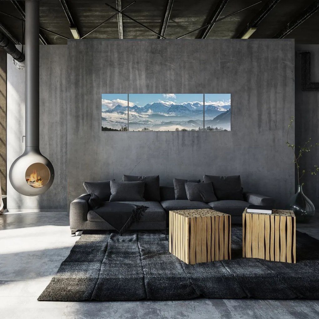 Obraz ośnieżonych gór (170x50 cm)