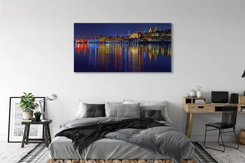 Obraz canvas na ścianę Nocny Most nad Wisłą