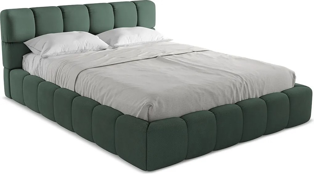 Łóżko 180 x 228 - z tkaniny szenilowej - zielony - NALU
