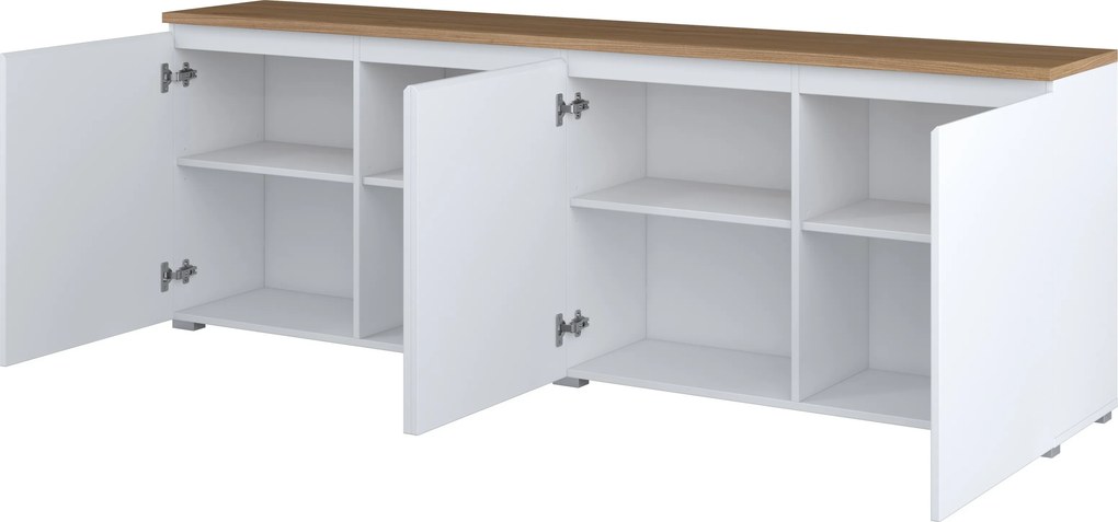Komoda ORVO 199,9 cm do Salonu Sypialni Biały-dąb mauvella