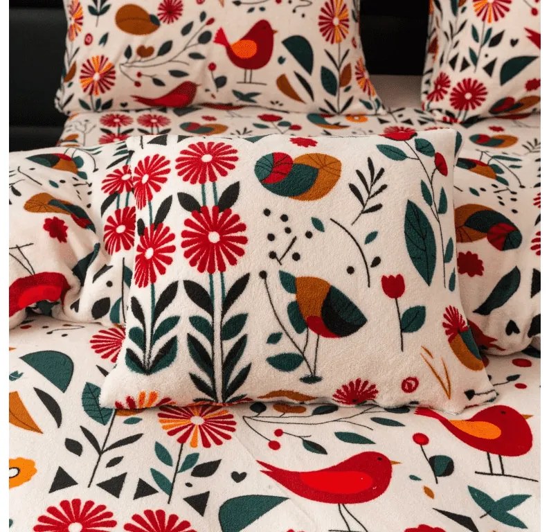 PrzytulneMieszkanie.pl PrzytulneMieszkanie.pl Pościel z mikropluszu RETRO BIRD kolorowa Rozmiar pościeli: 2 szt 70 x 90 cm | 200 x 220 cm
