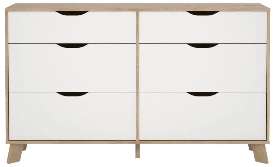Biało-naturalna komoda w dekorze dębu 156x92x40 cm Ikast – Tvilum