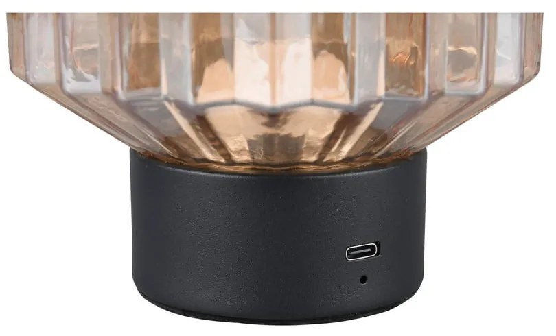 Czarno-beżowa lampa stołowa LED ze ściemniaczem i szklanym kloszem (wys. 19,5 cm) Lord – Trio