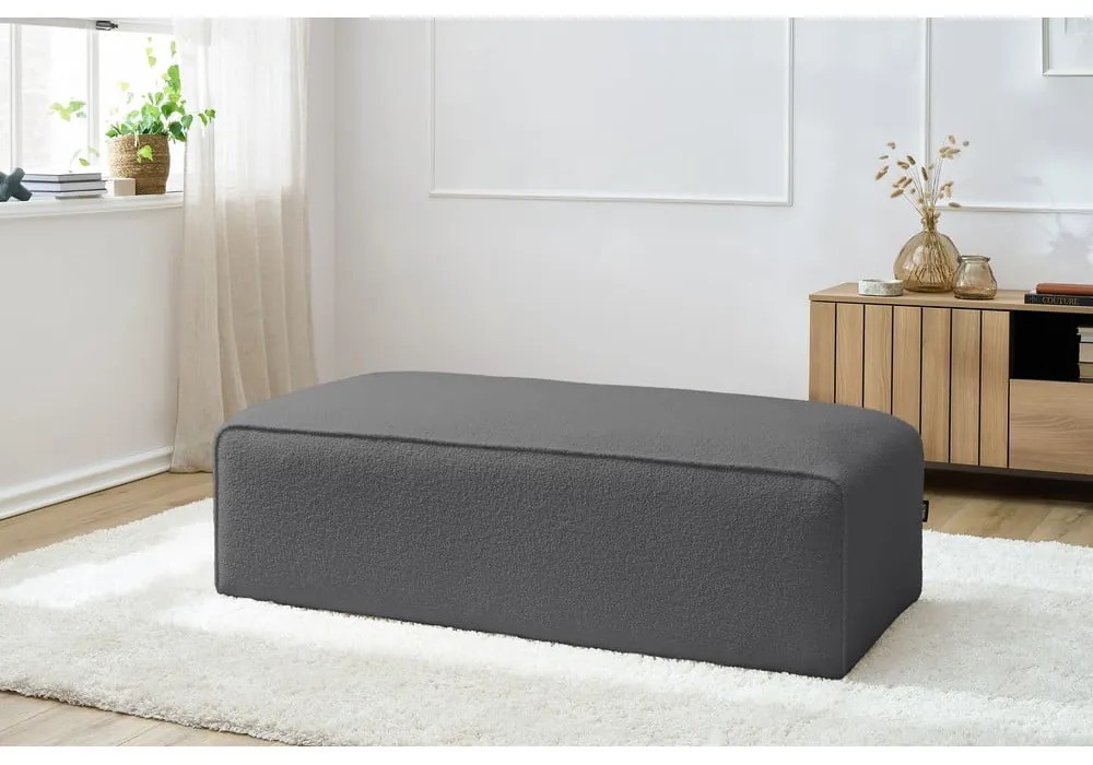 Ciemnoszary podnóżek modułowy z materiału bouclé Megeve – Bobochic Paris