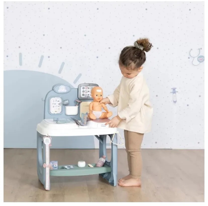 Smoby baby care centrum medyczne opieki dla lalek z elektronicznym tabletem + 24 akc.