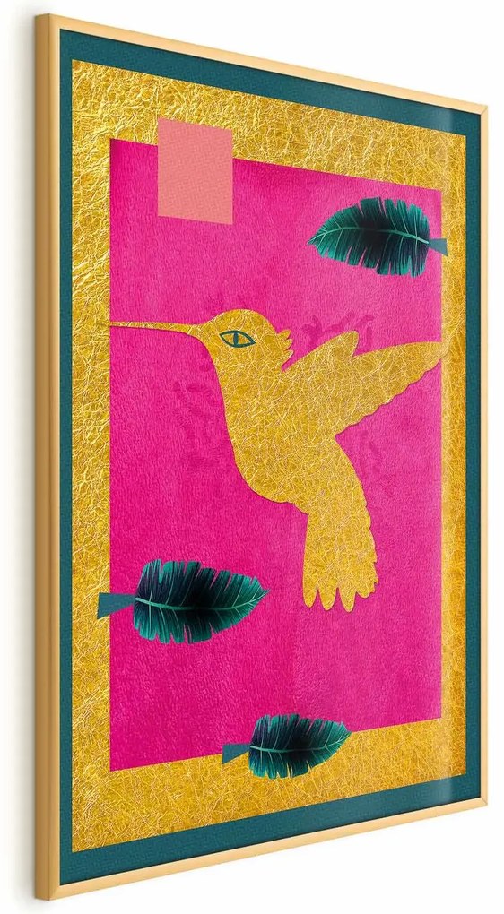 Plakat złotą koliber 60x90 cm z ramą złotą bez marginesu ARTGEIST B