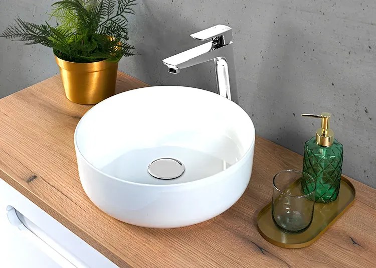 Biała Okrągła Umywalka Ceramiczna Na Blat K6-M41