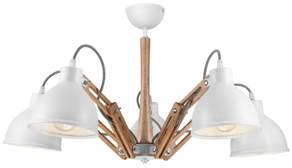 Biało-brązowa lampa sufitowa z metalowym kloszem ø 15 cm Marcello – LAMKUR