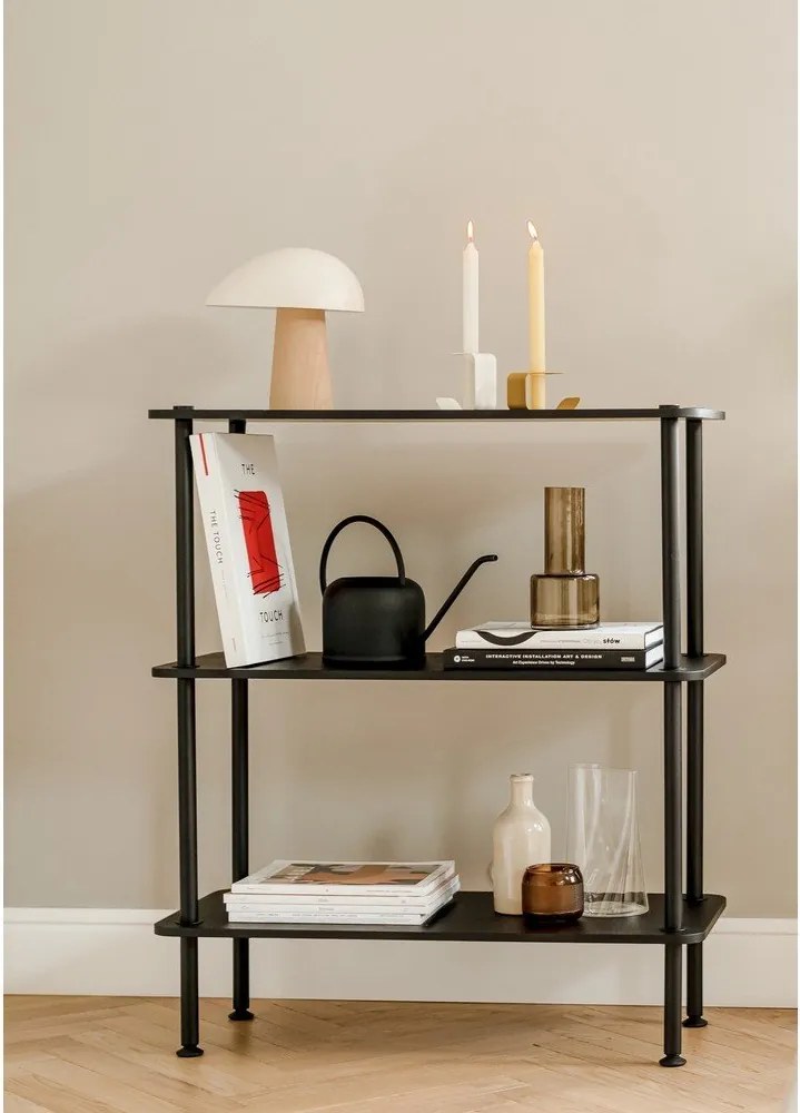 Czarny regał w dekorze dębu 80x90,5x35 cm Teidi – noo.ma