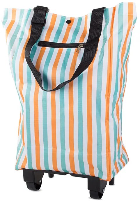 Torba na kółkach STRIPES 49,5x27 cm, biała z paskami
