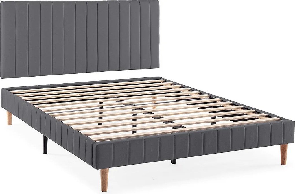 Kolumna Sommier + zagłówek Eris 140x190 cm Szary ciemny