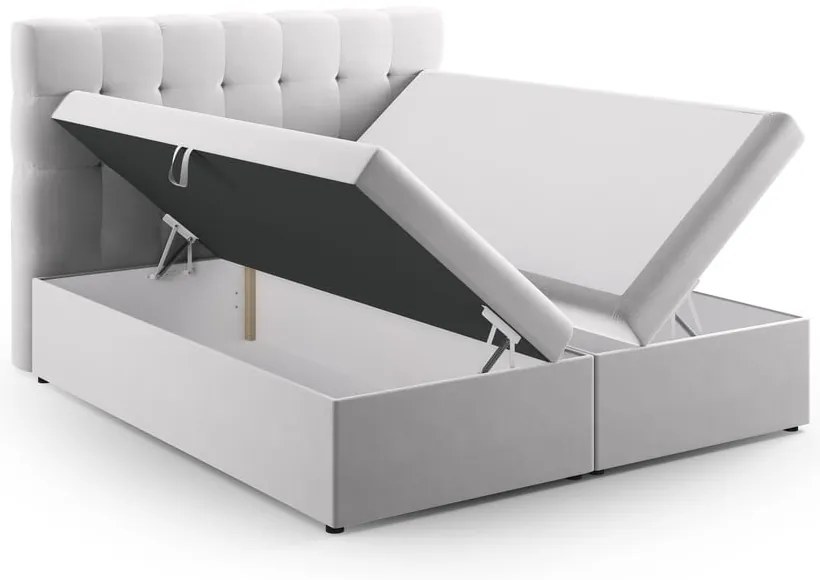 Jasnoszare łóżko boxspring ze schowkiem 160x200 cm Bali – Cosmopolitan Design