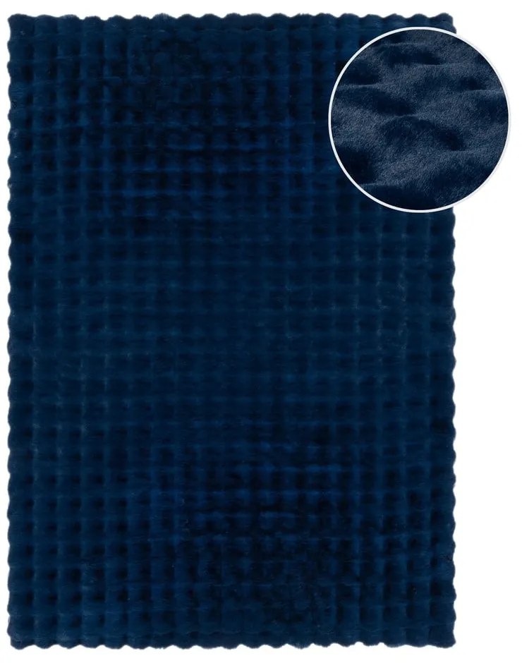 Ciemnoniebieska syntetyczna skóra 80x150 cm Waffle Faux Fur – Flair Rugs