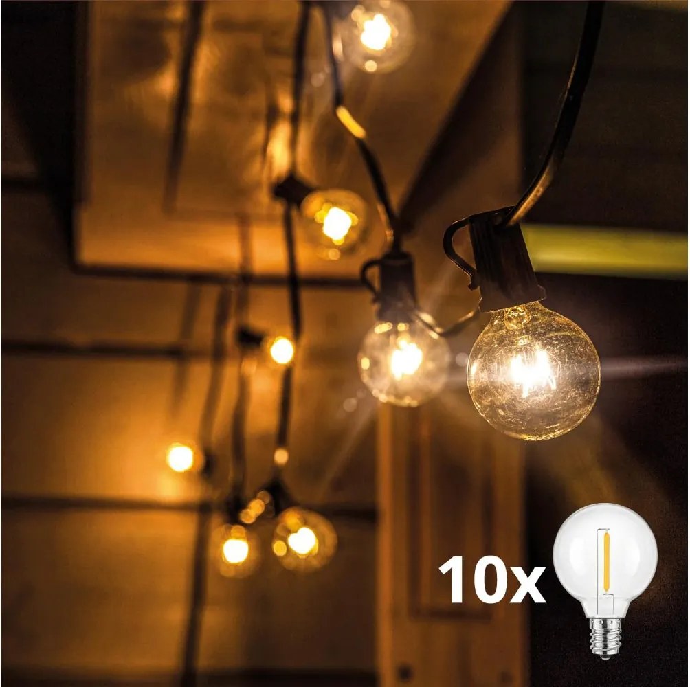 Brilagi - LED zewnętrzna girlanda dekoracyjna GIRLANDA 10xE12 8m czarna IP44 ciepła biała