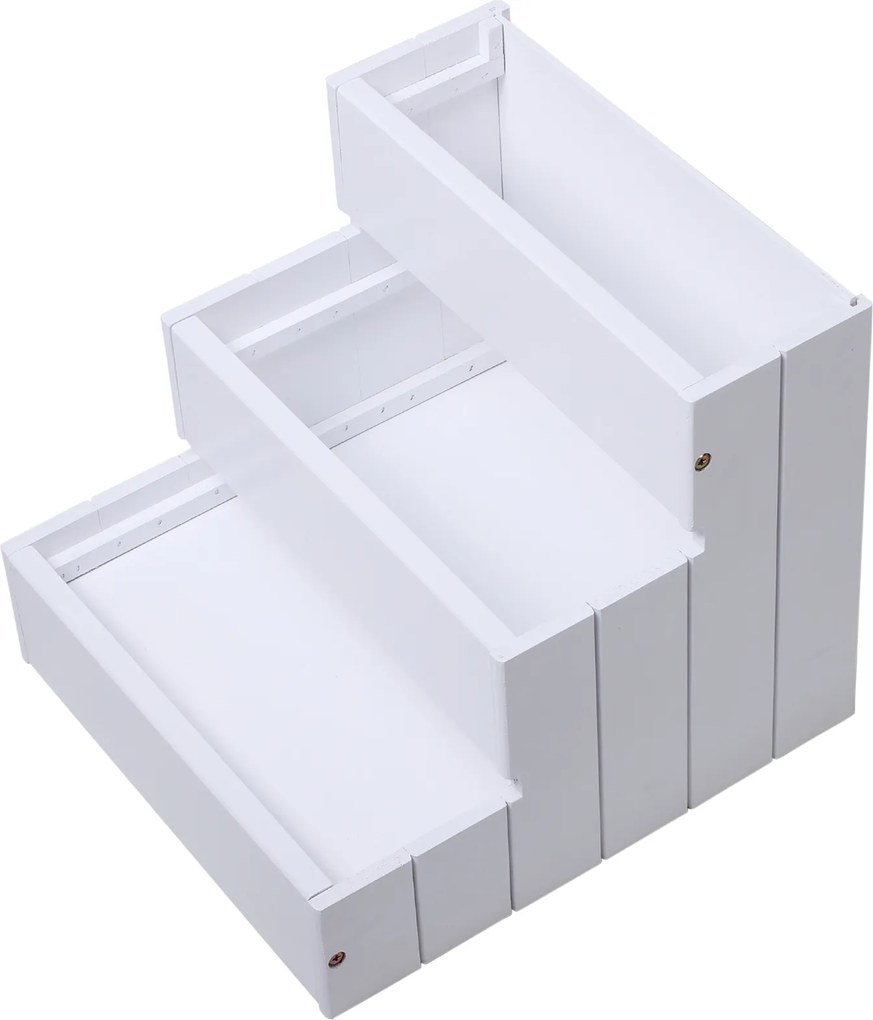 PawHut Schody dla Zwierząt Domowych z Wykładziną Dywanową Schowek Drewno Sosnowe Biały | Aosom PL