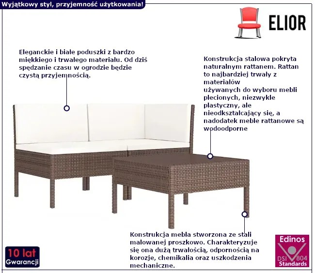 Komplet wypoczynkowy z naturalnego rattanu - Alva 5X