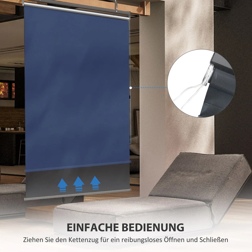 Outsunny Markiza Pionowa, Regulowana Wysokość, Napęd na Łańcuszek, w Zestawie Haki, 124 cm x 222 cm, Ciemnoszary