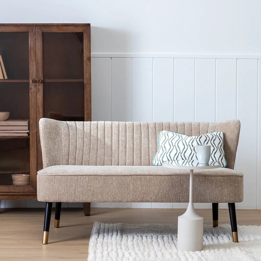 Beżowa sofa z tkaniny szenilowej 134 cm Glam – Ixia