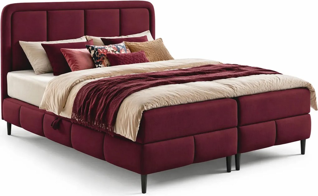 Bordowe łóżko małżeńskie z zagłówkiem - 5 rozmiarów N4-D89
