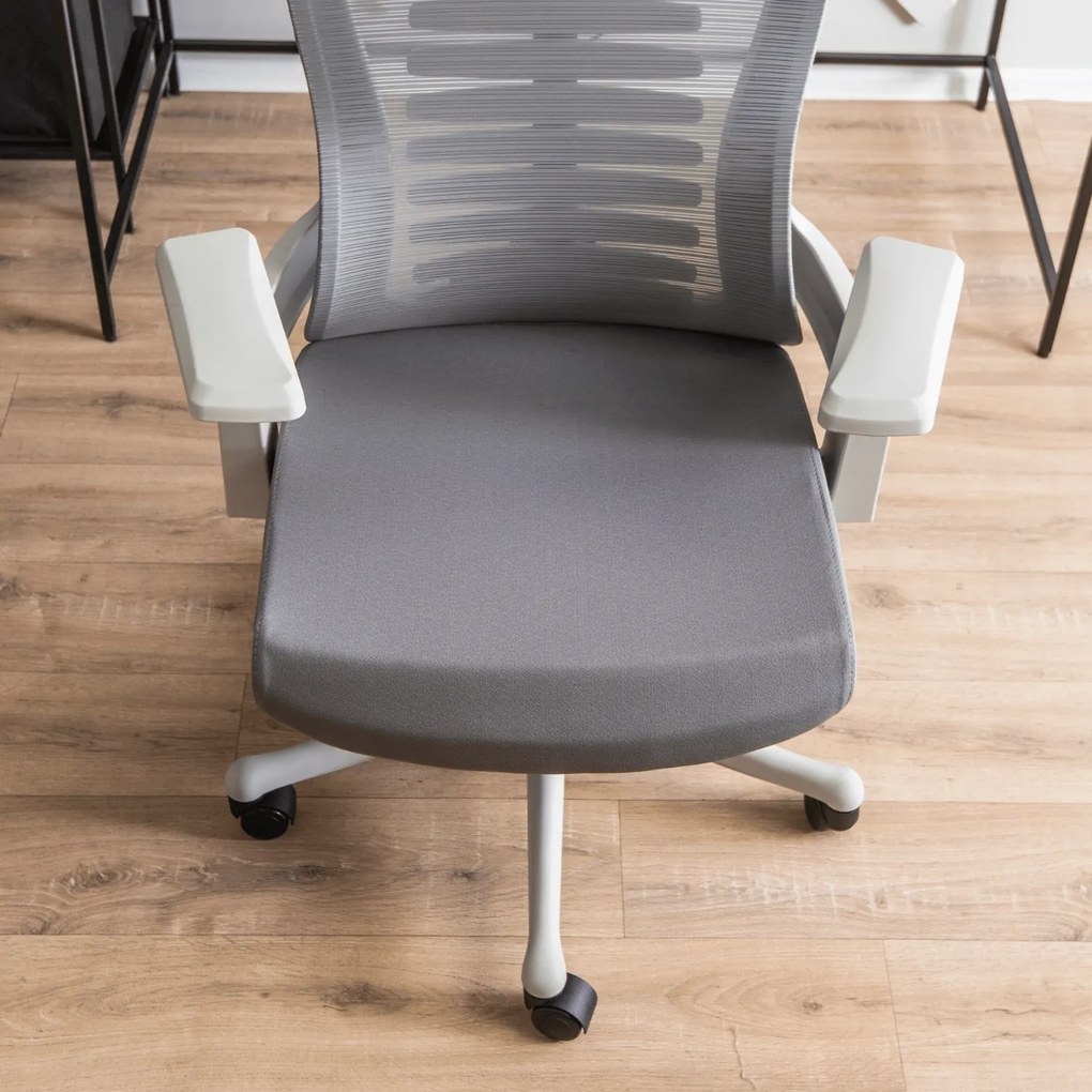 Fotel Biurowy Ergonomiczny Obrotowy CARET 2 Wentylowany Szary Nowoczesny