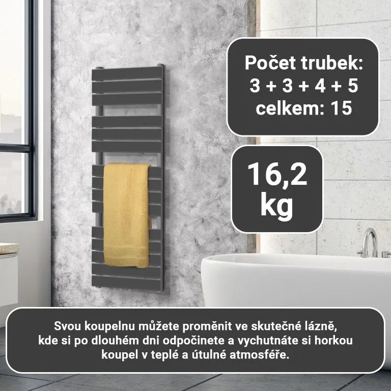 AQUAMARIN Pionowy grzejnik łazienkowy, 1500 x 450 mm