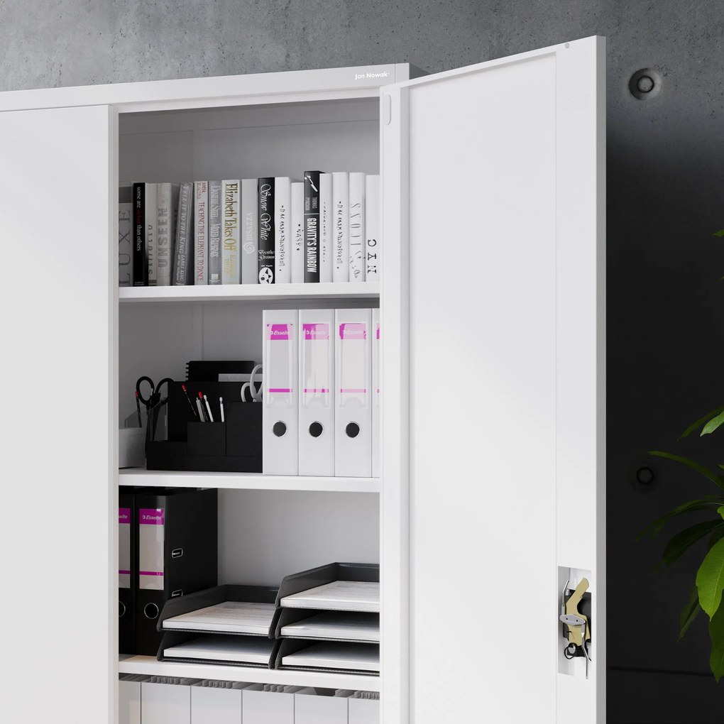 Szafa biurowa metalowa na akta biała JAN II, 1150 x 1850 x 400 mm