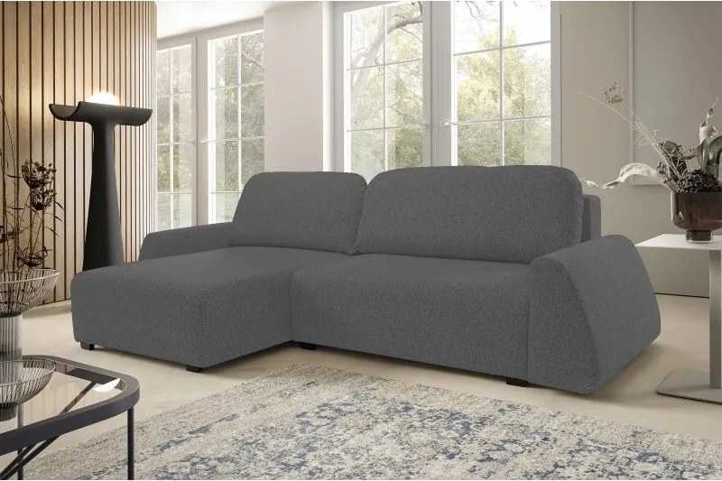 Narożnik ALMI Lewostronny z funkcją spania, wolnostojący tkanina EXCITE ME 06 Szary