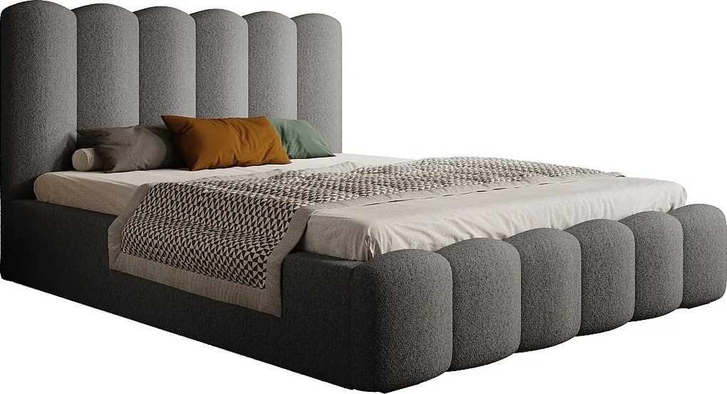 Łóżko skrzyniowe MONA V DomoHome, nowoczesny design z dużą przestrzenią do przechowywania, 180x200 cm, SZARY