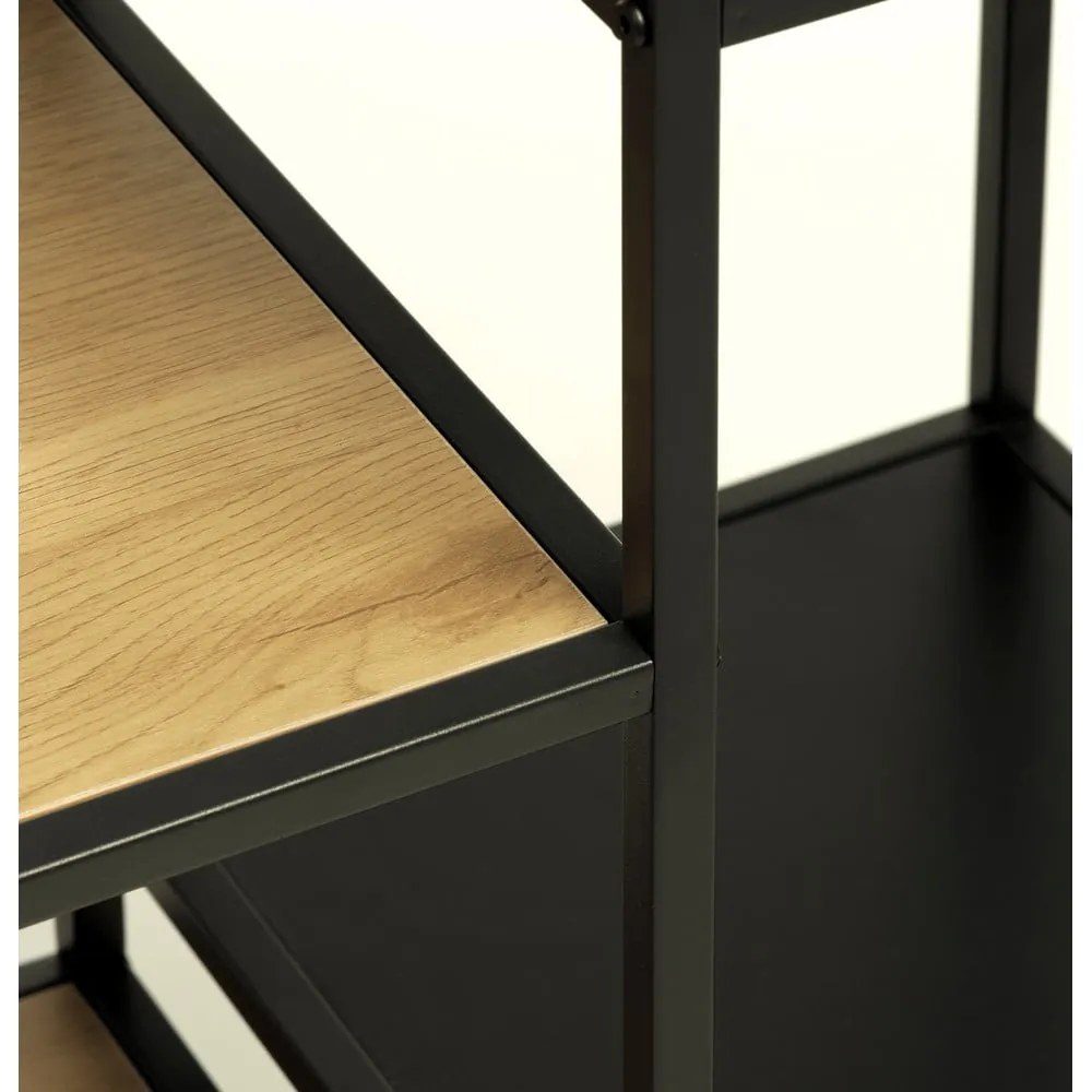 Czarno-naturalny regał w dekorze dębu 80x180x35 cm Altino – Unique Furniture