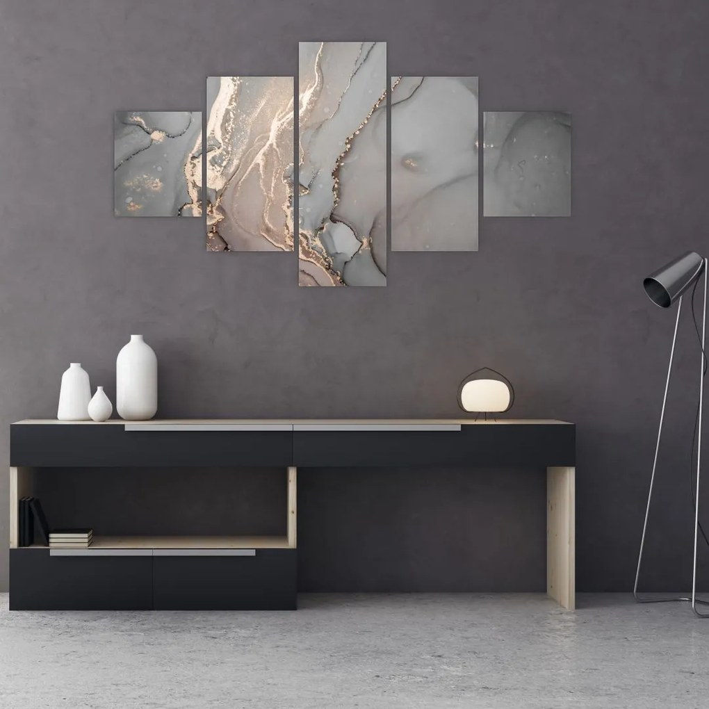 Obraz - Szaro - złoty marmur (125x70 cm)
