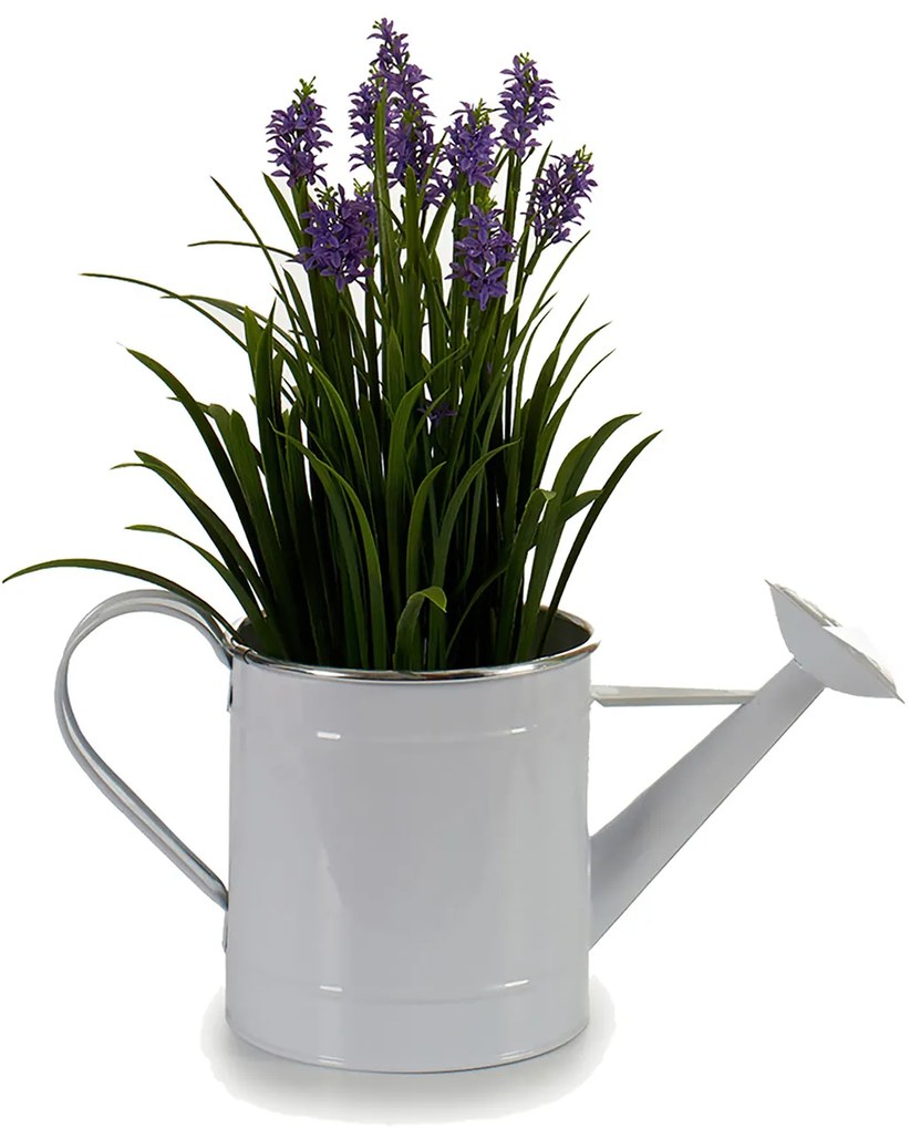 Osłonka na doniczkę w formie konewki, metalowa, biała, wys. 18 cm